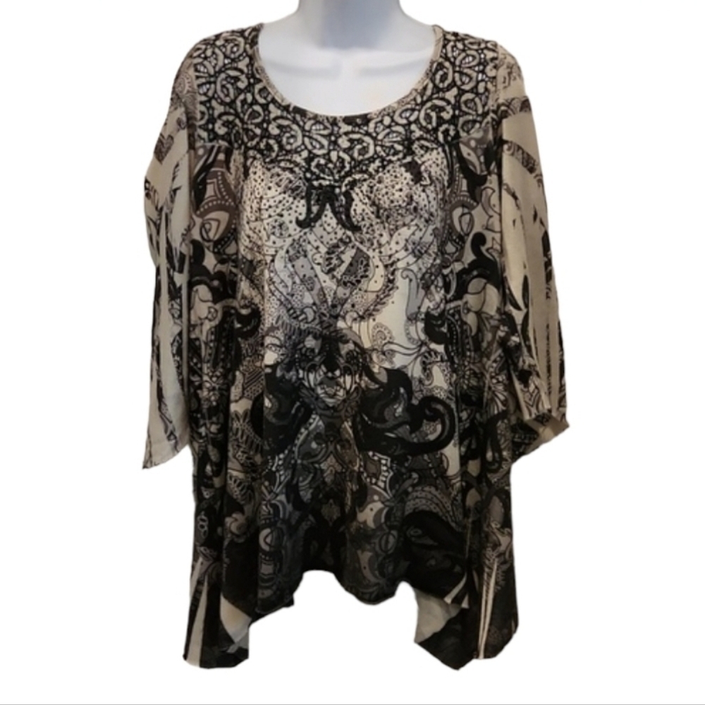 B.L.E.U. Crystal Embellished Lace Accent Top